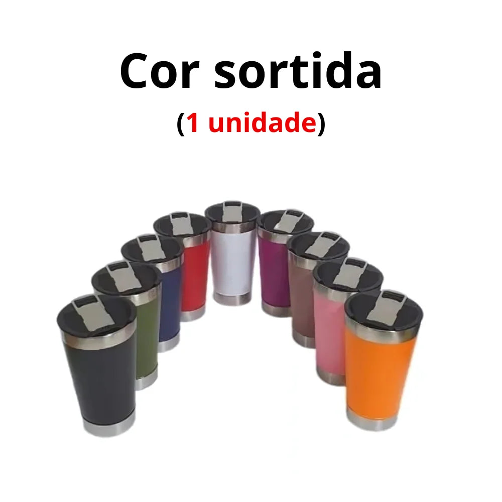 Copo Térmico Inquebrável 473ml – Mantém a Temperatura e Acompanha Tampa + Abridor!