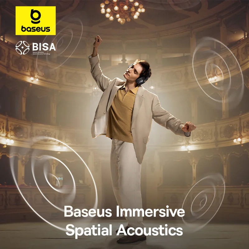 Baseus Bowie H1S – Fone Bluetooth 5.4 com Cancelamento de Ruído Ativo 46dB, Áudio Espacial Hi-Res e 120h de Autonomia!