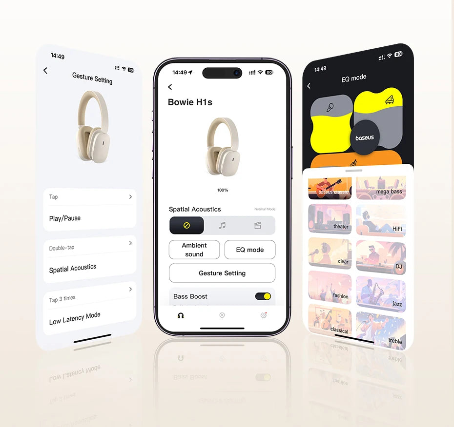 Baseus Bowie H1S – Fone Bluetooth 5.4 com Cancelamento de Ruído Ativo 46dB, Áudio Espacial Hi-Res e 120h de Autonomia!