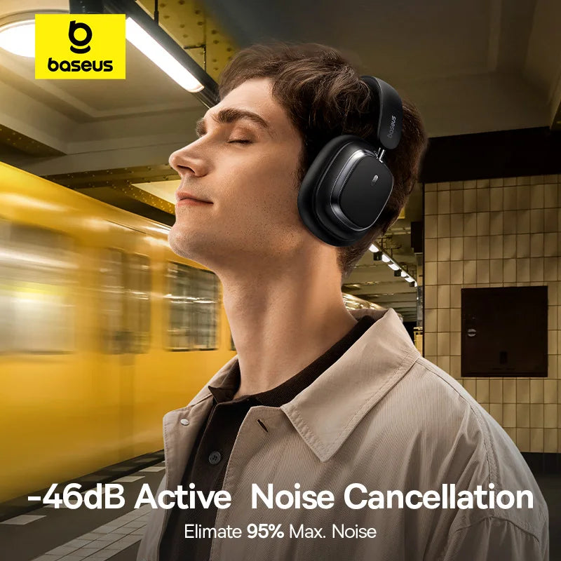 Baseus Bowie H1S – Fone Bluetooth 5.4 com Cancelamento de Ruído Ativo 46dB, Áudio Espacial Hi-Res e 120h de Autonomia!