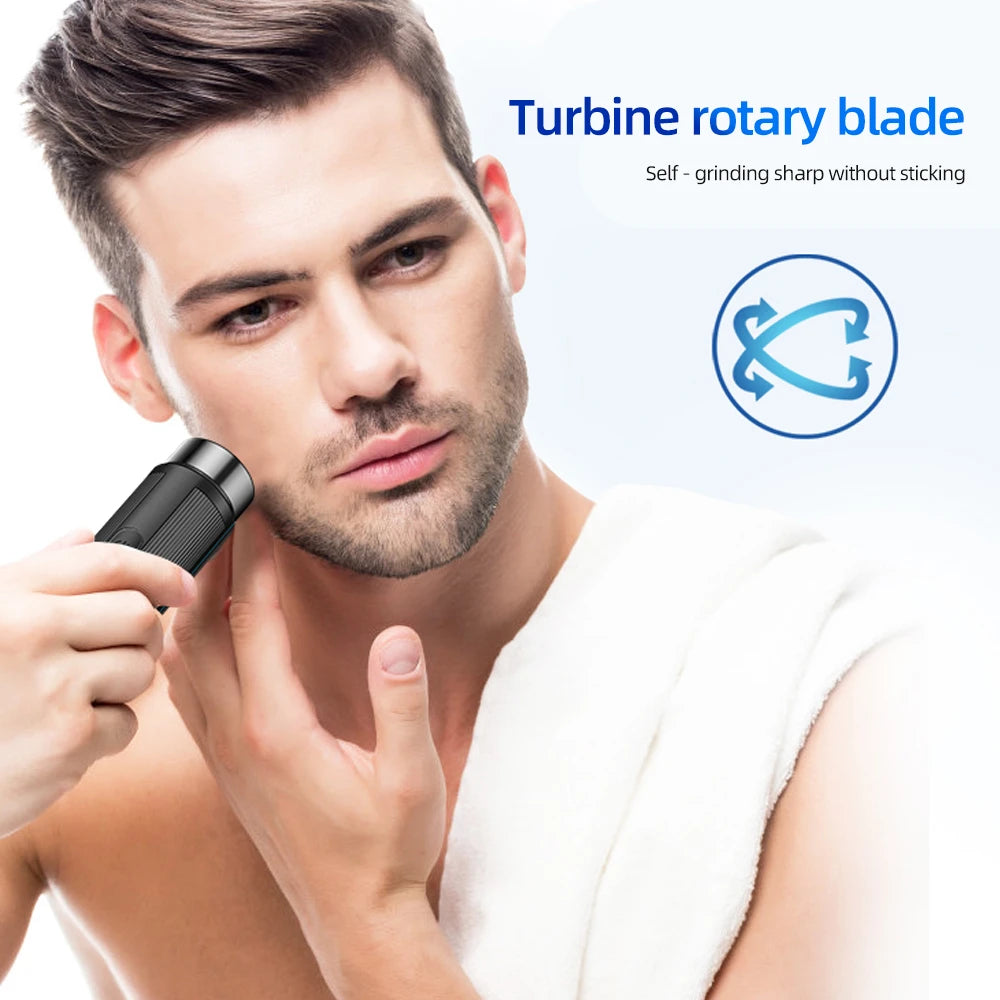 Mini barbeador elétrico masculino, depilador recarregável.