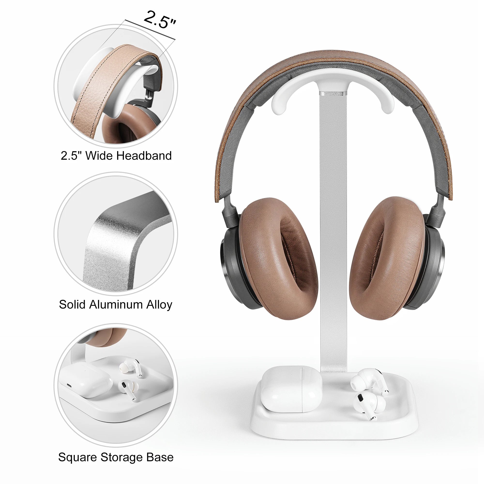 Suporte Inteligente 2 em 1 – Base Reforçada + Bandeja de Armazenamento | Perfeito para Fones de Jogo e Estúdio!