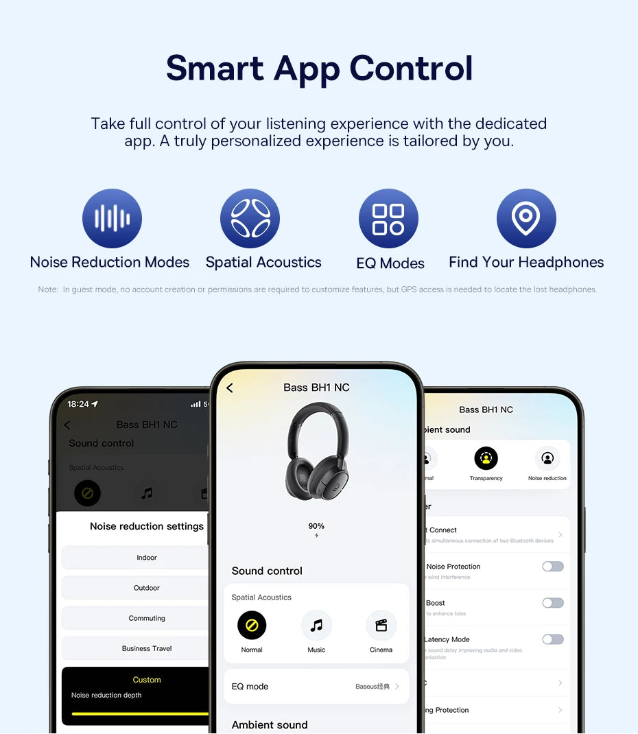 Baseus Bowie H1S – Fone Bluetooth 5.4 com Cancelamento de Ruído Ativo 46dB, Áudio Espacial Hi-Res e 120h de Autonomia!