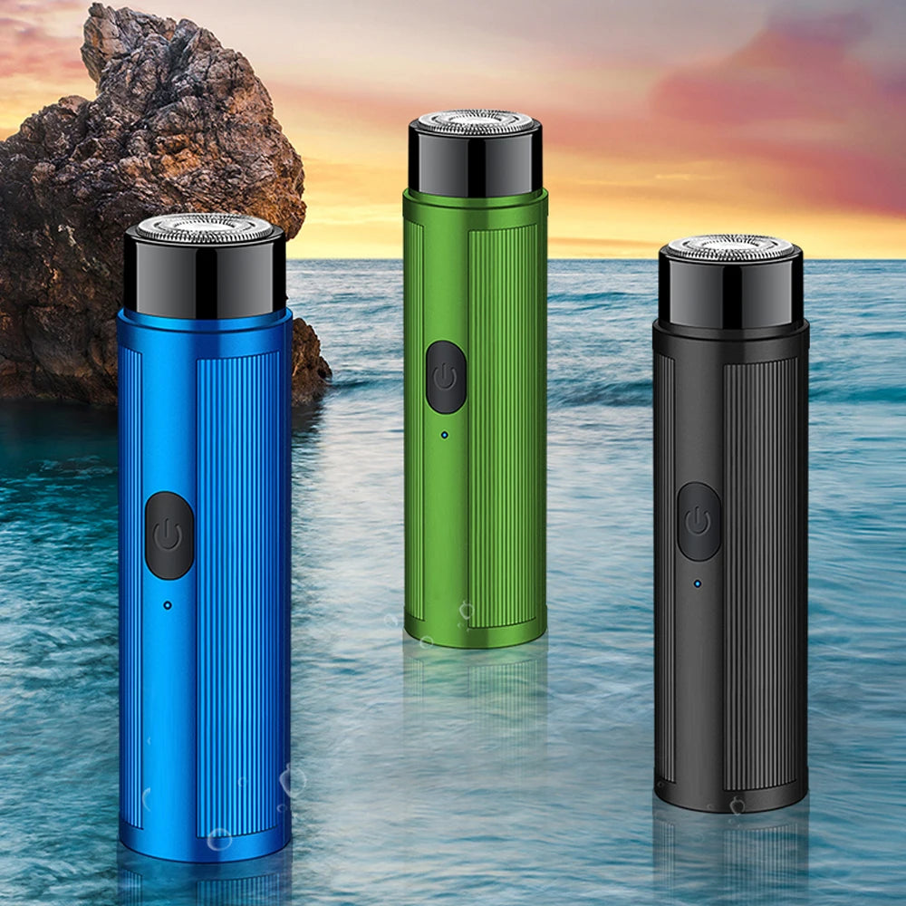 Mini barbeador elétrico masculino, depilador recarregável.