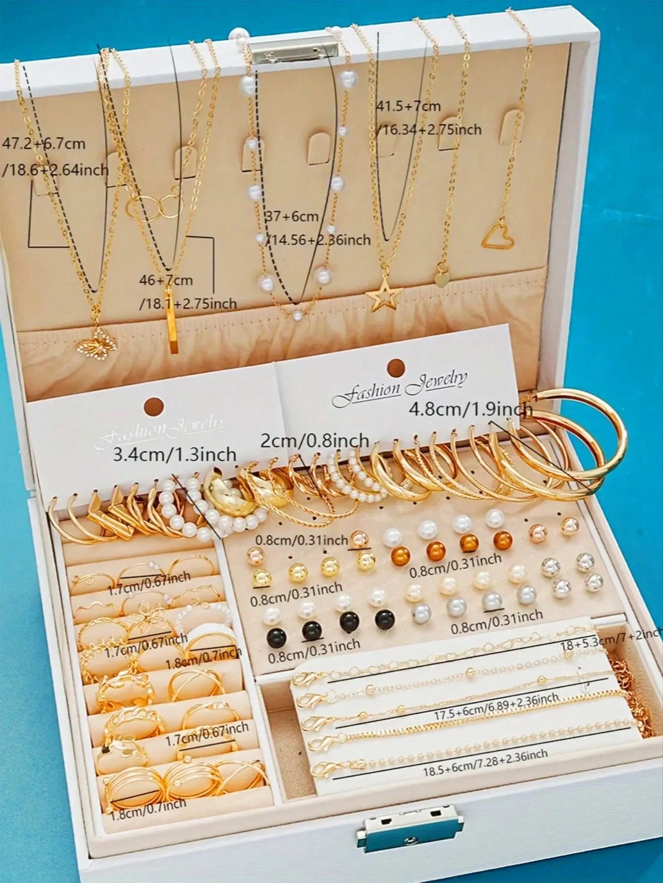 Conjunto de Joias Femininas 4 em 1 — Elegância e Versatilidade 86.pcs