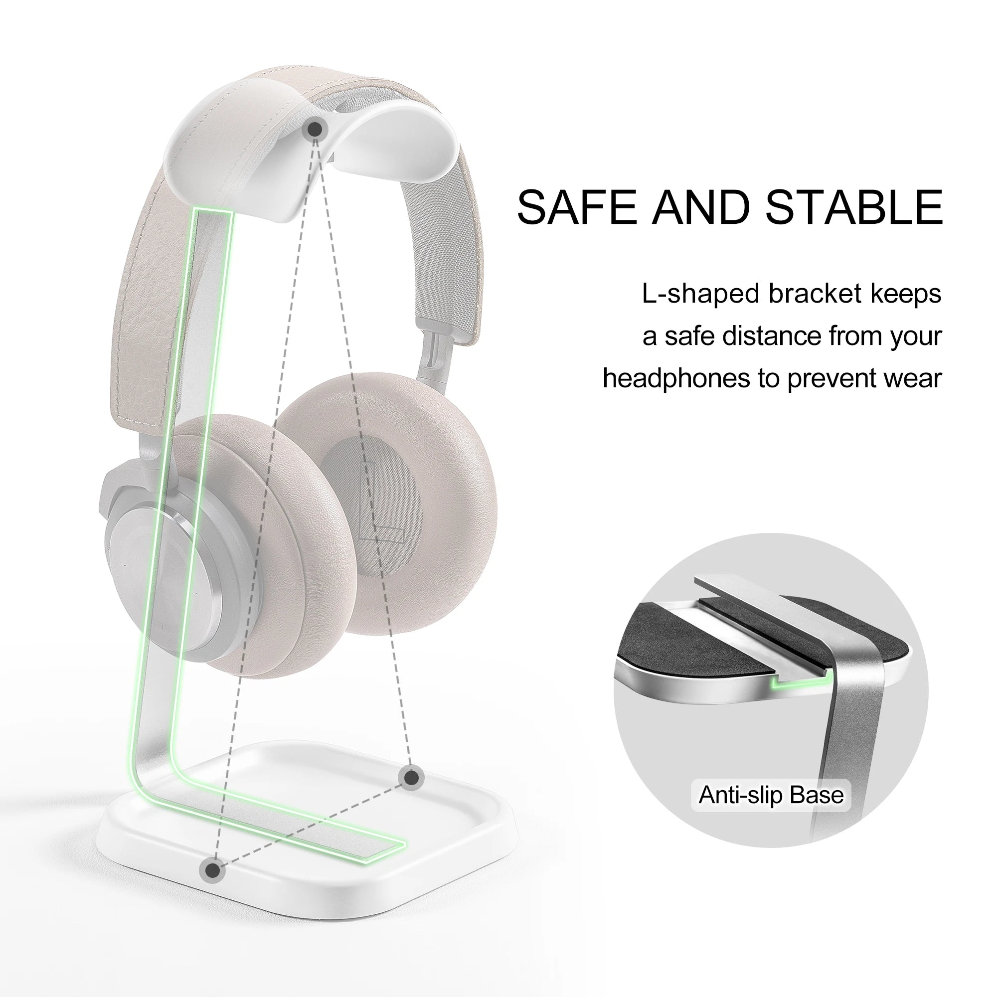 Suporte Inteligente 2 em 1 – Base Reforçada + Bandeja de Armazenamento | Perfeito para Fones de Jogo e Estúdio!