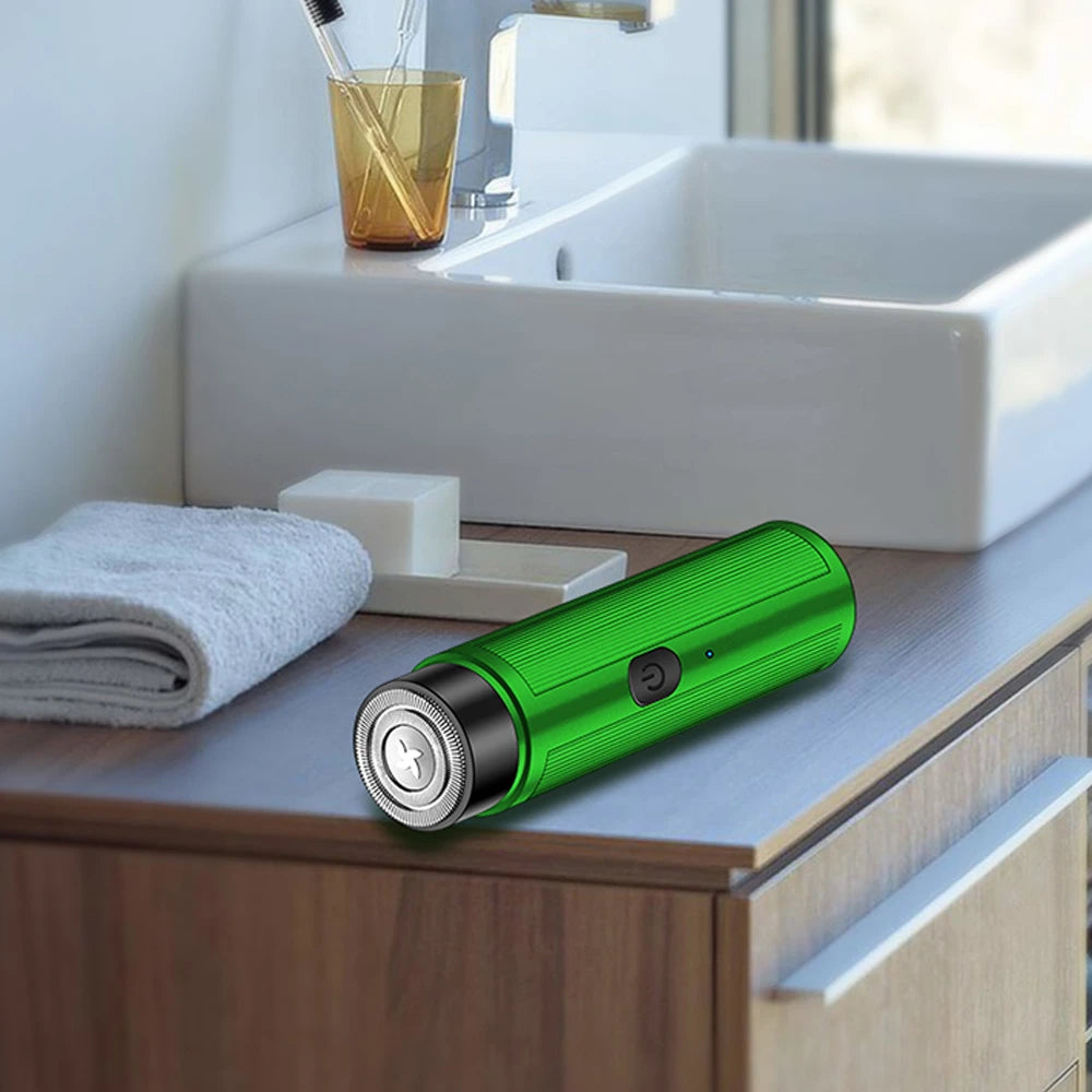 Mini barbeador elétrico masculino, depilador recarregável.