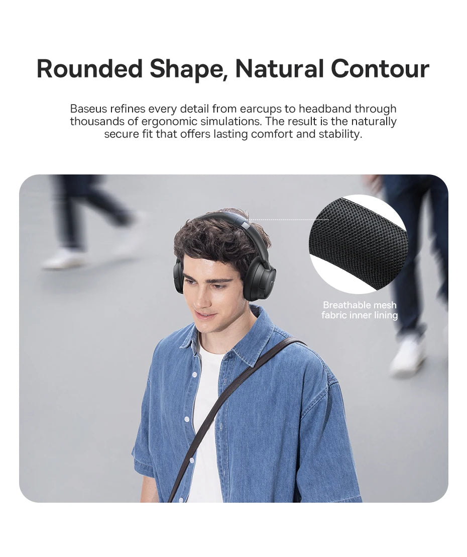 Baseus Bowie H1S – Fone Bluetooth 5.4 com Cancelamento de Ruído Ativo 46dB, Áudio Espacial Hi-Res e 120h de Autonomia!